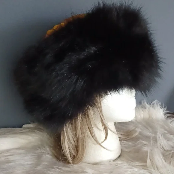 Gold Cloud Silk TibetanFox Fur Hat display picture 1